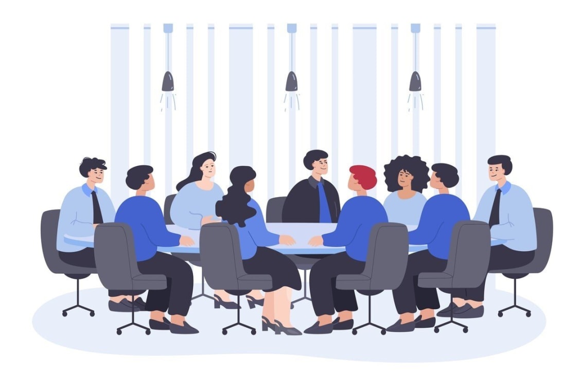Effective meeting tips for board members illustrated in a collaborative environment.