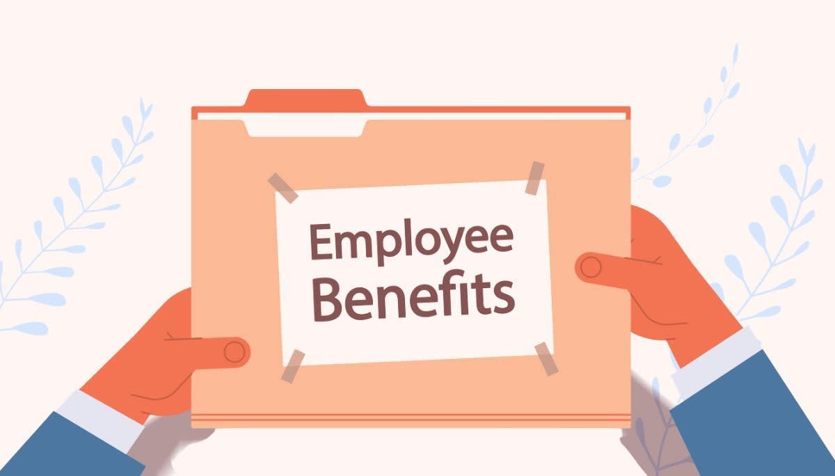 Illustration of file folder with Employee Benefits text, representing outsourcing HR and compensation management.