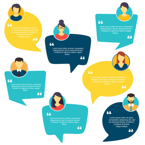 Creative testimonials template with different shapes