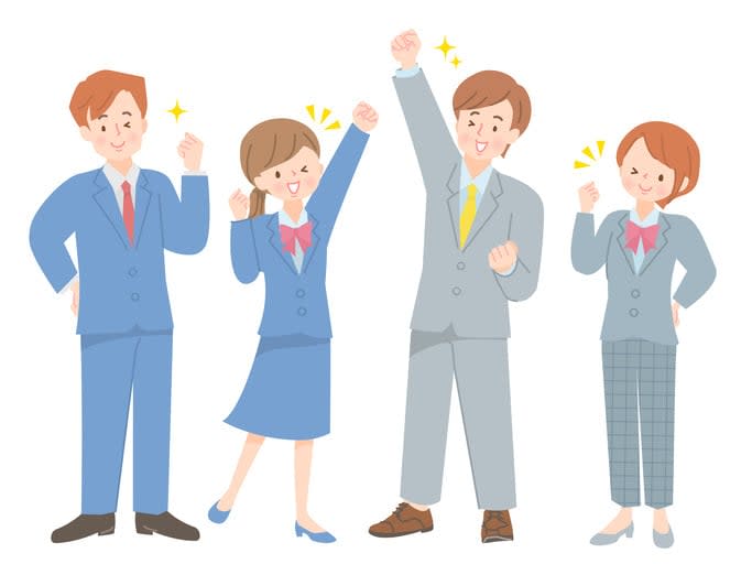 New members of society of men and women in suits posing guts stock illustration