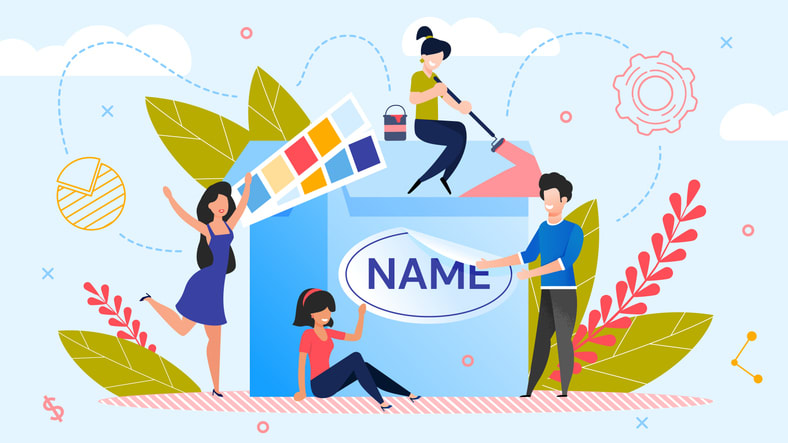 Brand Name Creation Team Workflow Process Metaphor stock illustration