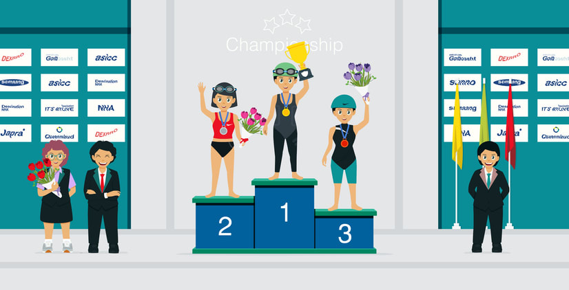 Female athlete awarded medal stock illustration