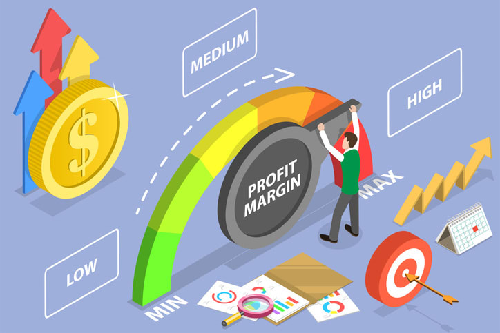 3D Isometric Flat Vector Conceptual Illustration of Improving the Profit Margin stock illustration