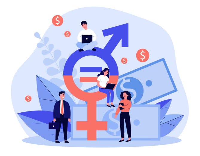 Employees gender salary equality stock illustration