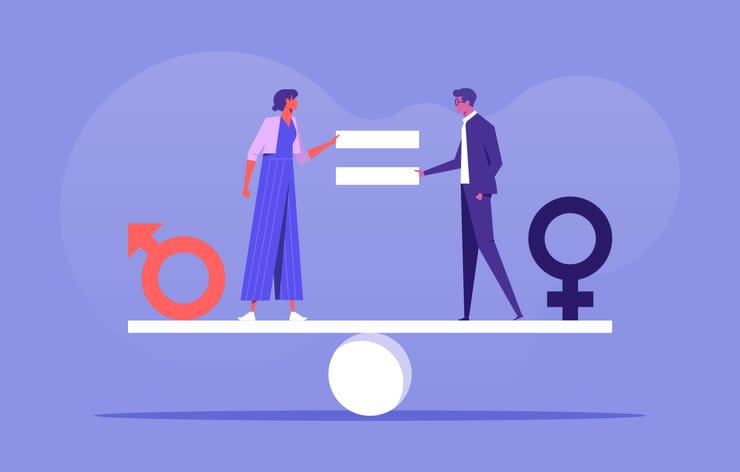 Equality in genders rights concept stock illustration
