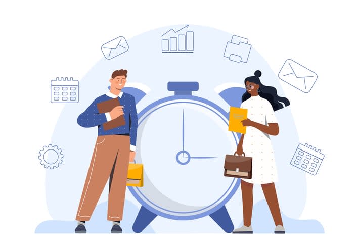 People with time management vector concept stock illustration
