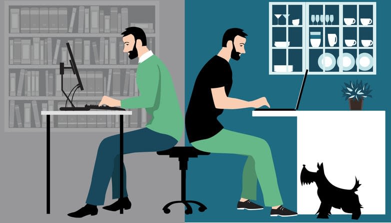 Hybrid work environment stock illustration