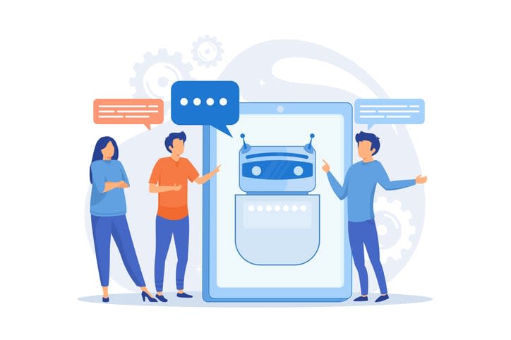 Business people communicate with chatbot application