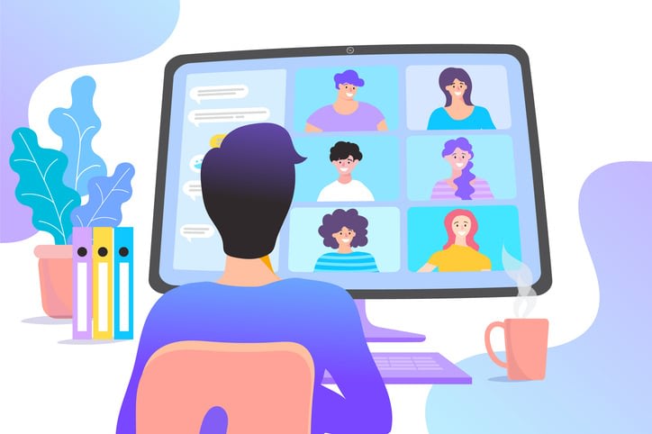 A man working with his team on the internet