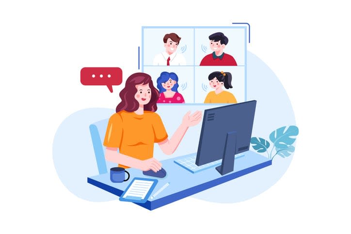 Business discussion on online meeting stock illustration