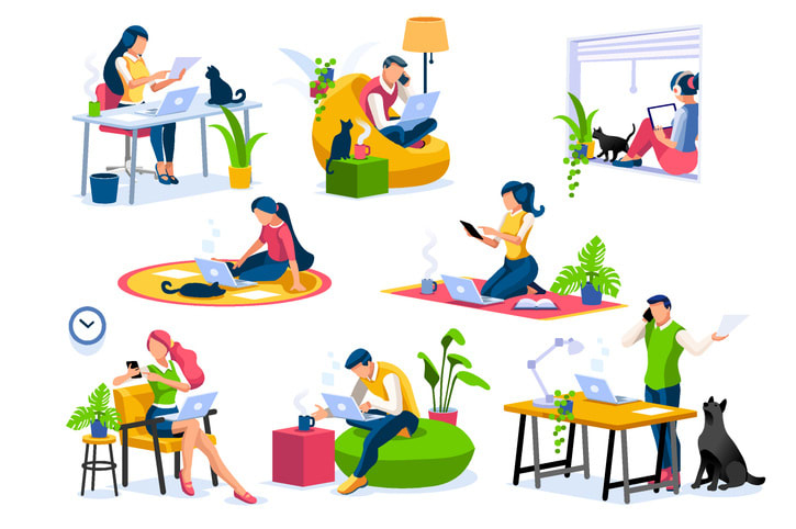 Home Office Collection Isometric People stock illustration