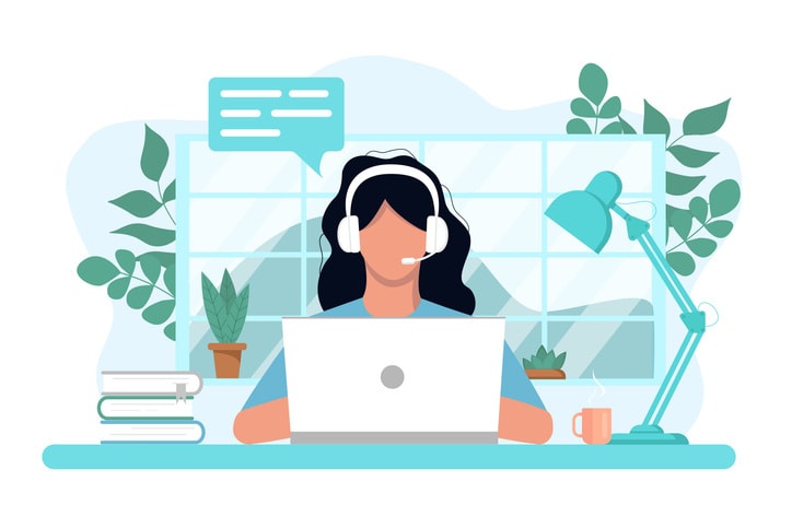 Vector concept of work and learning from home stock illustration