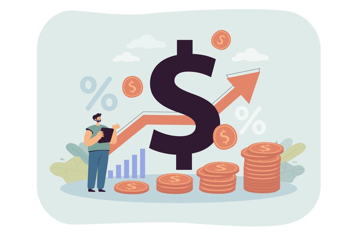 Recession of money value on finance marketRecession of money value on finance market stock illustration