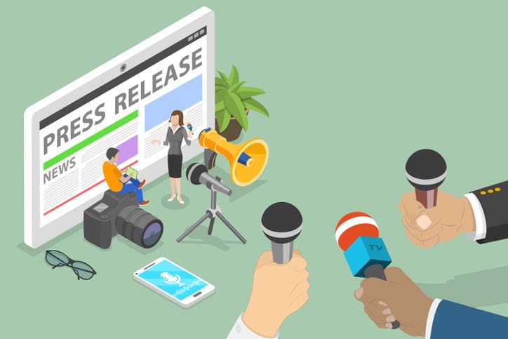 3D Isometric Flat Vector Conceptual Illustration of Press Release stock illustration