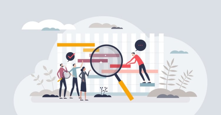 Gantt chart as effective time management framework tiny person concept stock illustration