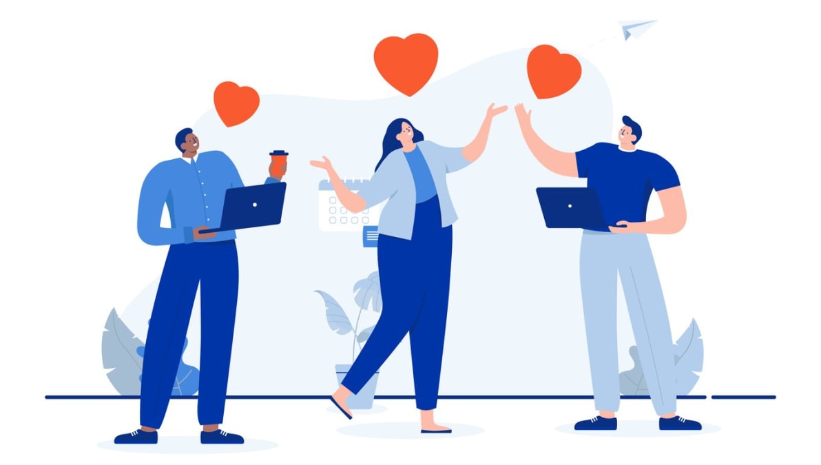 Work satisfaction and People who love their job stock illustration
