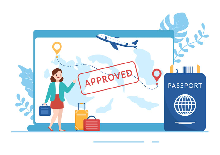 Document with Visa and Passport for Moving to Another Country stock illustration