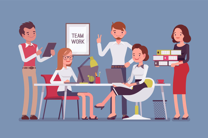 Team work in office stock illustration