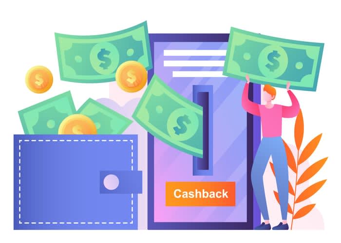 Online cash back concept stock illustration