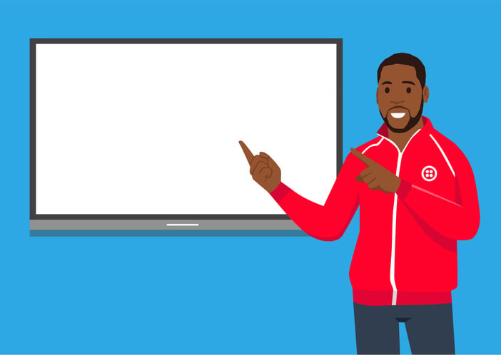 A vector illustration of sport Coach Talking in front of white board explaining about tactic stock illustration