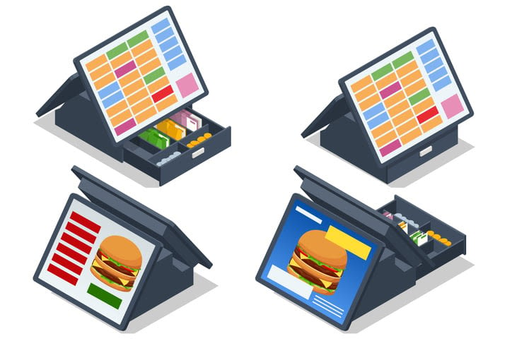 Card payment terminal in fast food restaurant