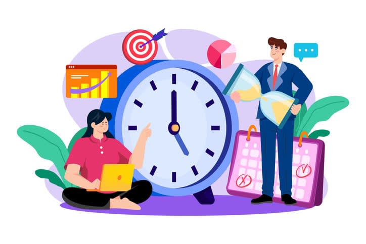 Business team managing time stock illustration