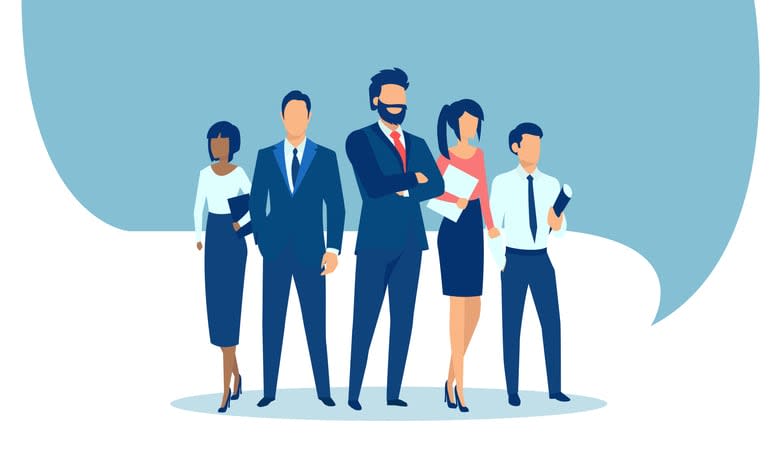Vector of a group of confident businesspeople stock illustration