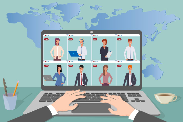 Online video conference stock illustration