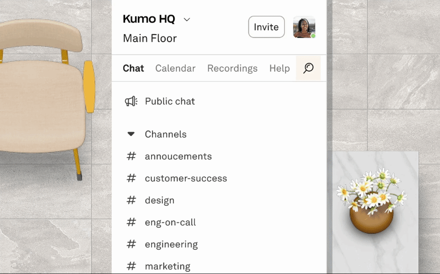 Kumospace Team chat