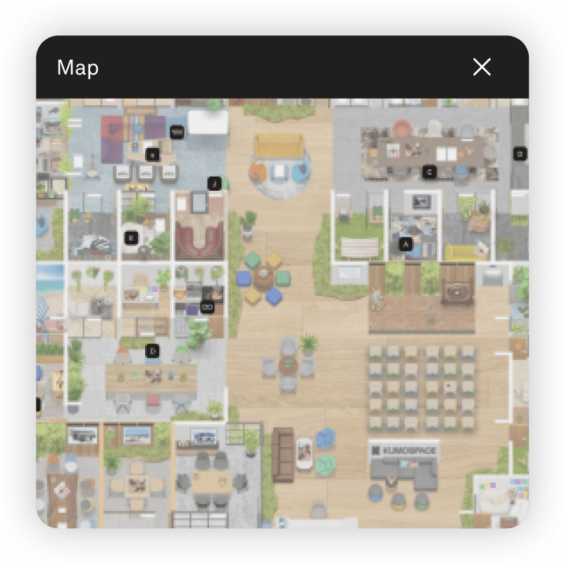 The map allows you to see the entire virtual office Floor