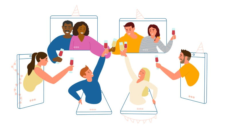 Online Party During Quarantine Concept stock illustration