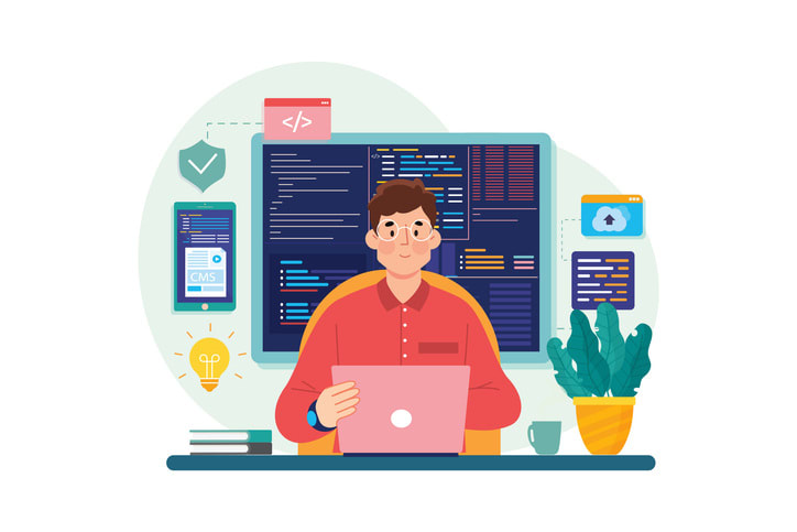 Man Coder Development Programming Computer