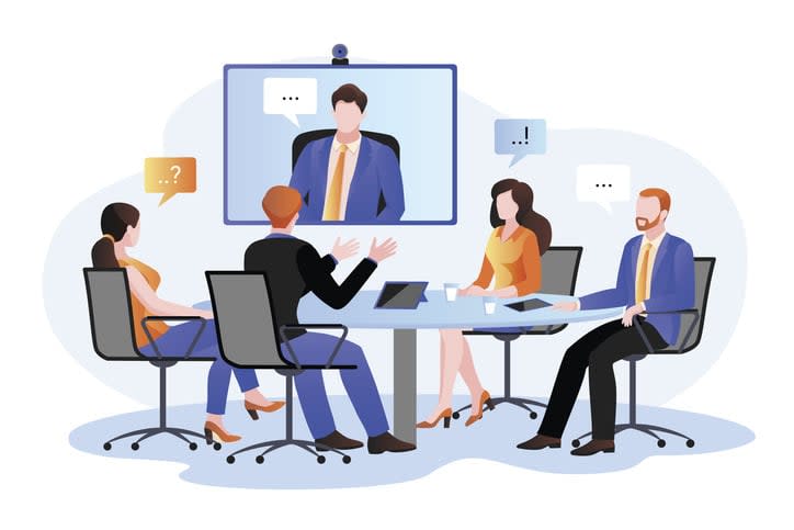 Online meeting with director stock illustration
