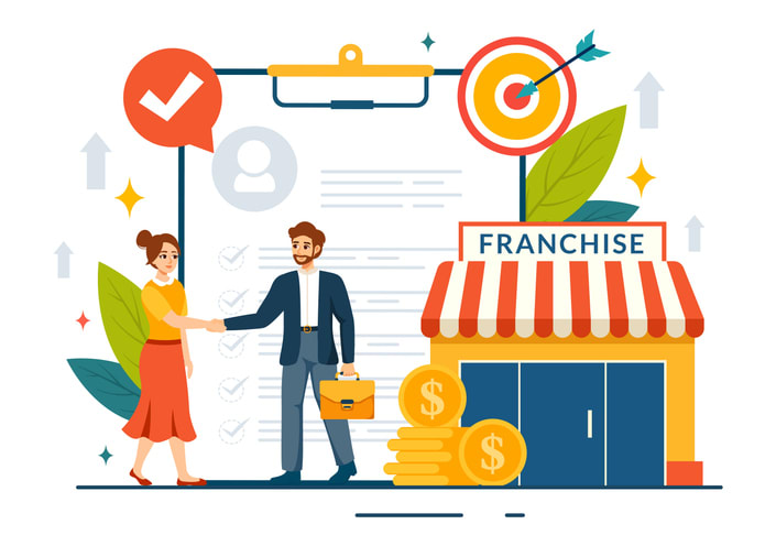 Franchise Advertising Vector Illustration with Business and Finance to Promoting Successful Brand or Marketing in Flat Cartoon Background stock illustration