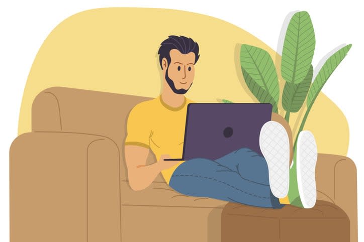 Man working at home 2 stock illustration