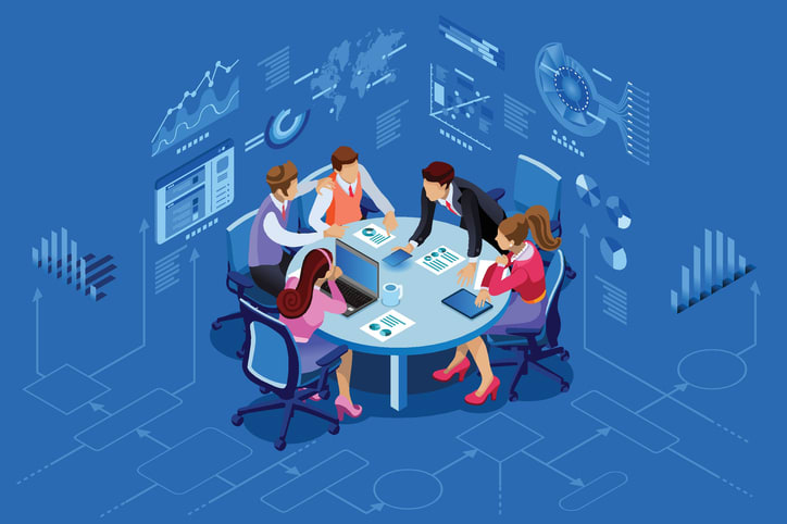 Isometric people team management concept stock illustration