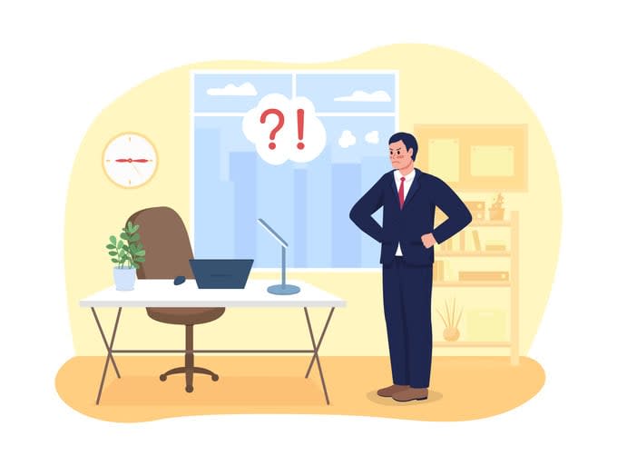Poor attendance at work 2D vector isolated illustration stock illustration
