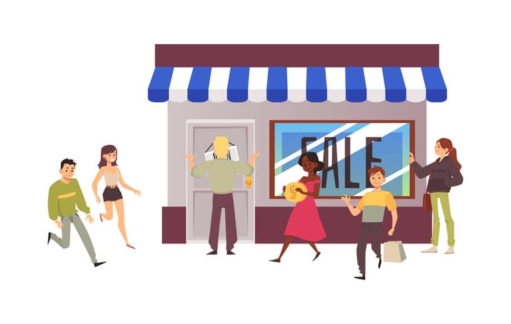 Shopping concept with people on sale