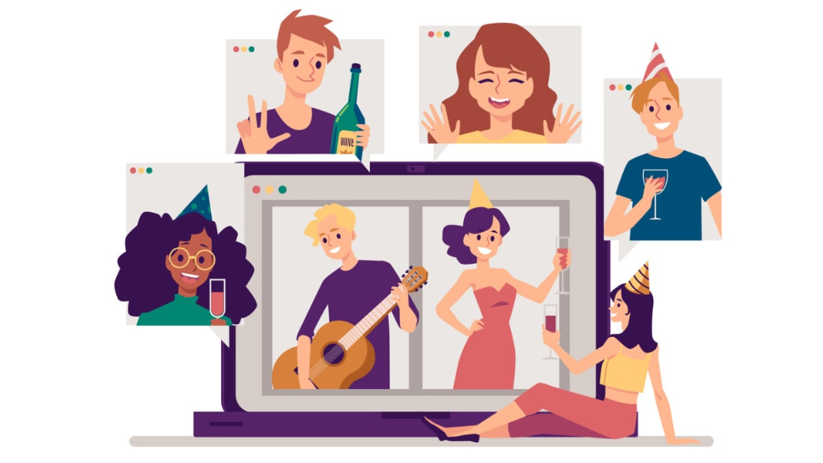 Free Vectors  Let's talk with friends online (girl)