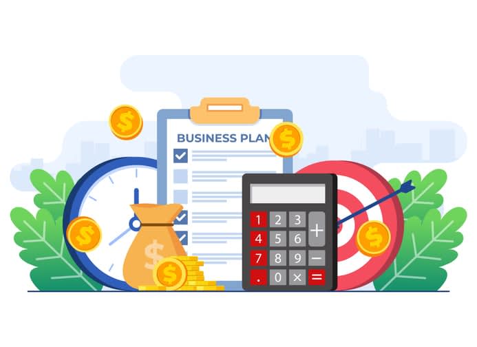 Business plan concept flat illustration vector template stock illustration